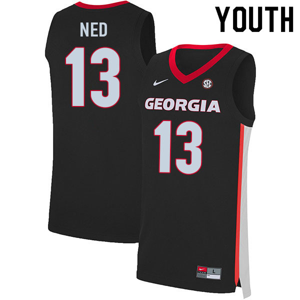 Youth #13 Jonathan Ned Georgia Bulldogs College Basketball Jerseys Sale-Black